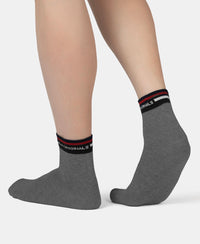 Compact Cotton Elastane Stretch Ankle Length Socks with StayFresh Treatment - Charcoal Melange