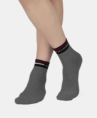 Compact Cotton Elastane Stretch Ankle Length Socks with StayFresh Treatment - Charcoal Melange