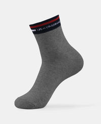 Compact Cotton Elastane Stretch Ankle Length Socks with StayFresh Treatment - Charcoal Melange