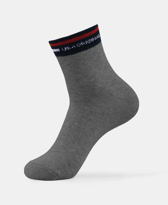 Compact Cotton Elastane Stretch Ankle Length Socks with StayFresh Treatment - Charcoal Melange