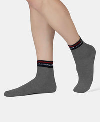 Compact Cotton Elastane Stretch Ankle Length Socks with StayFresh Treatment - Charcoal Melange