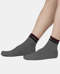Compact Cotton Elastane Stretch Ankle Length Socks with StayFresh Treatment - Charcoal Melange