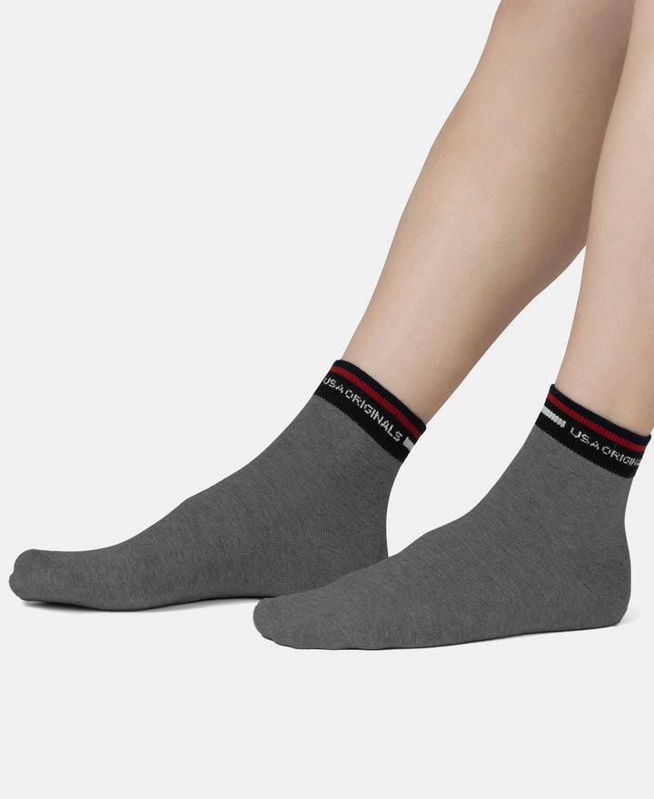Compact Cotton Elastane Stretch Ankle Length Socks with StayFresh Treatment - Charcoal Melange