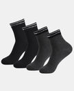 Compact Cotton Elastane Stretch Ankle Length Socks with StayFresh Treatment - Charcoal Melange & Black (Pack of 2)