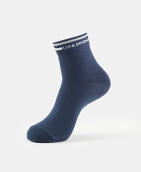 Compact Cotton Elastane Stretch Ankle Length Socks with StayFresh Treatment - Navy