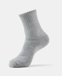 Compact Cotton Terry Crew Length Socks With StayFresh Treatment - Mid Grey Melange