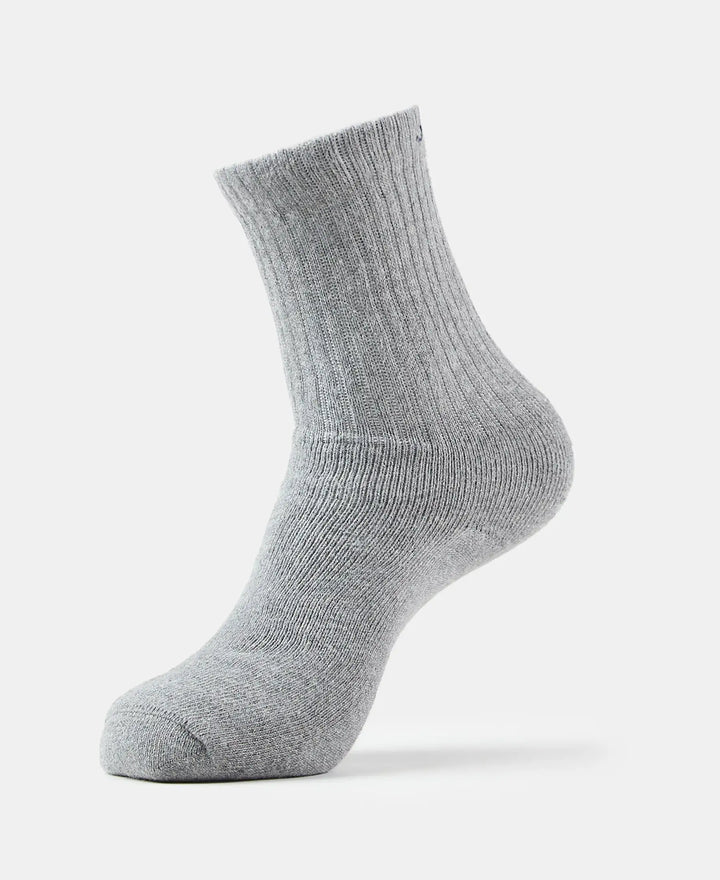 Compact Cotton Terry Crew Length Socks With StayFresh Treatment - Mid Grey Melange