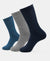 Compact Cotton Terry Crew Length Socks With StayFresh Treatment - Navy, Grey Melange & Stellar (Pack of 3)