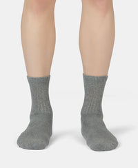 Compact Cotton Terry Crew Length Socks With StayFresh Treatment - Navy, Grey Melange & Stellar (Pack of 3)