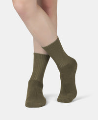 Compact Cotton Terry Crew Length Socks With StayFresh Treatment - Olive