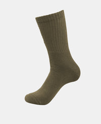 Compact Cotton Terry Crew Length Socks With StayFresh Treatment - Olive