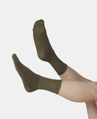 Compact Cotton Terry Crew Length Socks With StayFresh Treatment - Olive