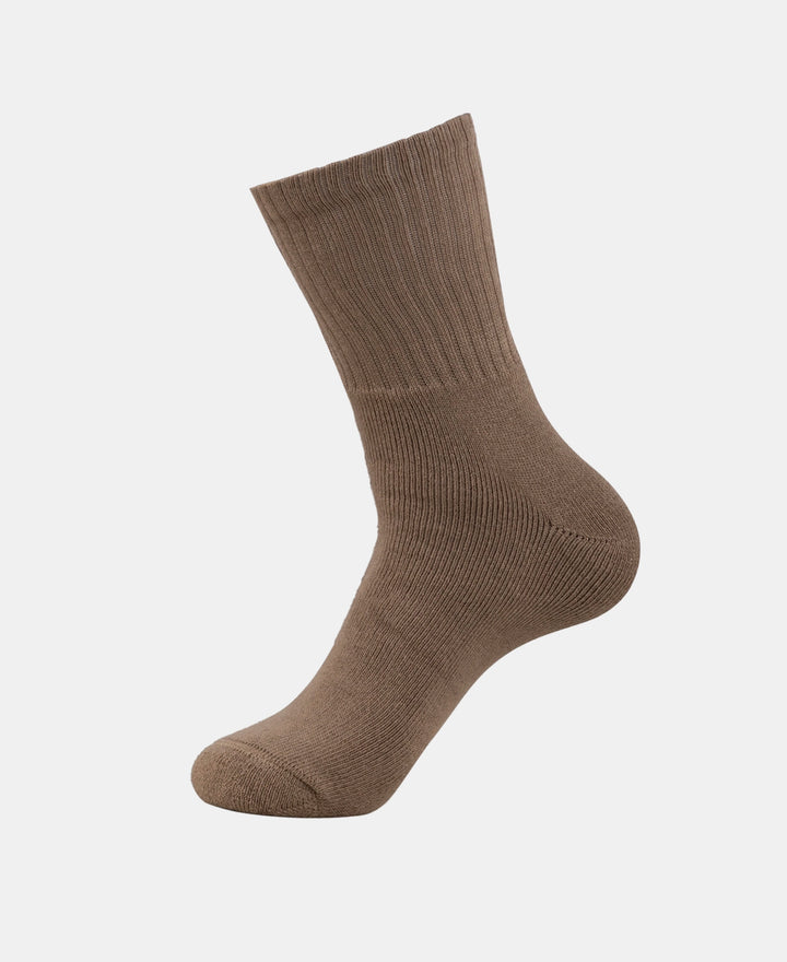 Compact Cotton Terry Crew Length Socks With StayFresh Treatment - Timber Wolf