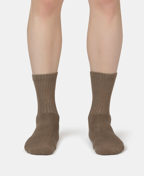 Compact Cotton Terry Crew Length Socks With StayFresh Treatment - Timber Wolf