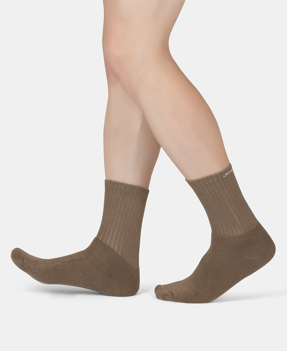 Compact Cotton Terry Crew Length Socks With StayFresh Treatment - Timber Wolf