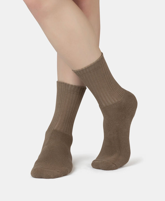Compact Cotton Terry Crew Length Socks With StayFresh Treatment - Timber Wolf