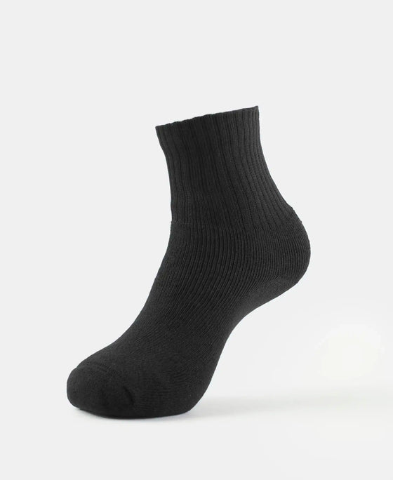 Compact Cotton Terry Ankle Length Socks With StayFresh Treatment - Black (Pack of 3)