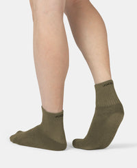 Compact Cotton Terry Ankle Length Socks With StayFresh Treatment - Olive