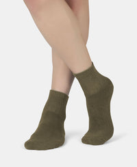 Compact Cotton Terry Ankle Length Socks With StayFresh Treatment - Olive