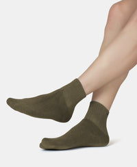 Compact Cotton Terry Ankle Length Socks With StayFresh Treatment - Olive