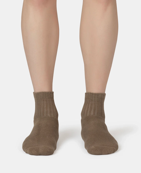 Compact Cotton Terry Ankle Length Socks With StayFresh Treatment - Timber Wolf