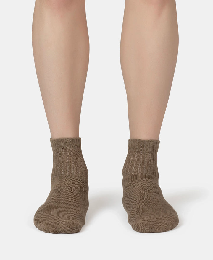 Compact Cotton Terry Ankle Length Socks With StayFresh Treatment - Timber Wolf