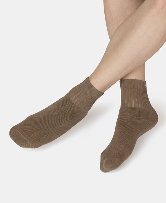 Compact Cotton Terry Ankle Length Socks With StayFresh Treatment - Timber Wolf
