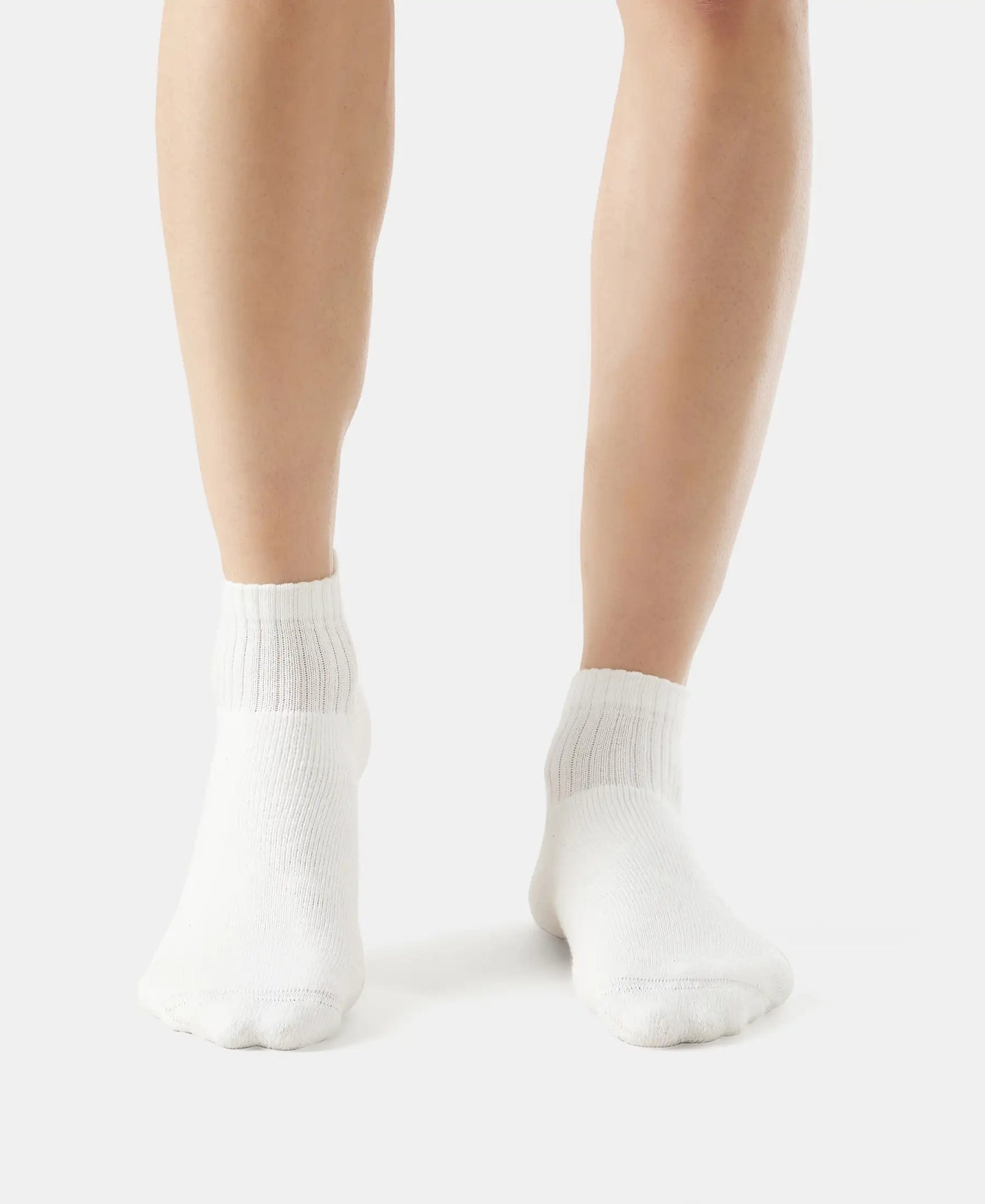 Compact Cotton Terry Ankle Length Socks With StayFresh Treatment - White (Pack of 3)