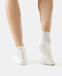 Compact Cotton Terry Ankle Length Socks With StayFresh Treatment - White (Pack of 3)