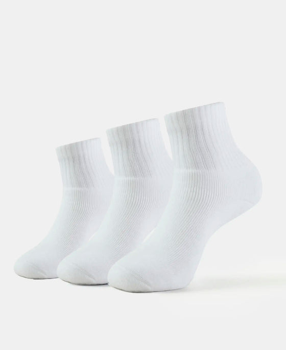 Compact Cotton Terry Ankle Length Socks With StayFresh Treatment - White (Pack of 3)