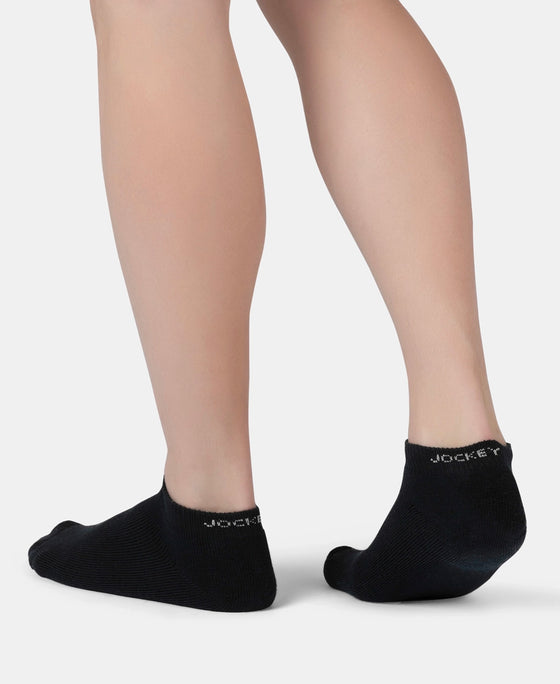 Compact Cotton Terry Low Show Socks with StayFresh Treatment - Black (Pack of 3)