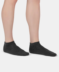 Compact Cotton Terry Low Show Socks with StayFresh Treatment - Black, Mid Grey & Charcoal Melange (Pack of 3)