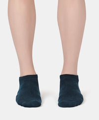 Compact Cotton Terry Low Show Socks with StayFresh Treatment - Black, Mid Grey Melange & Navy (Pack of 3)