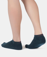 Compact Cotton Terry Low Show Socks with StayFresh Treatment - Black, Mid Grey Melange & Navy (Pack of 3)