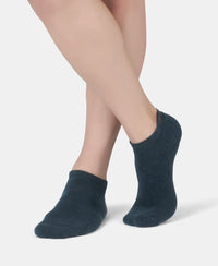 Compact Cotton Terry Low Show Socks with StayFresh Treatment - Black, Mid Grey Melange & Navy (Pack of 3)