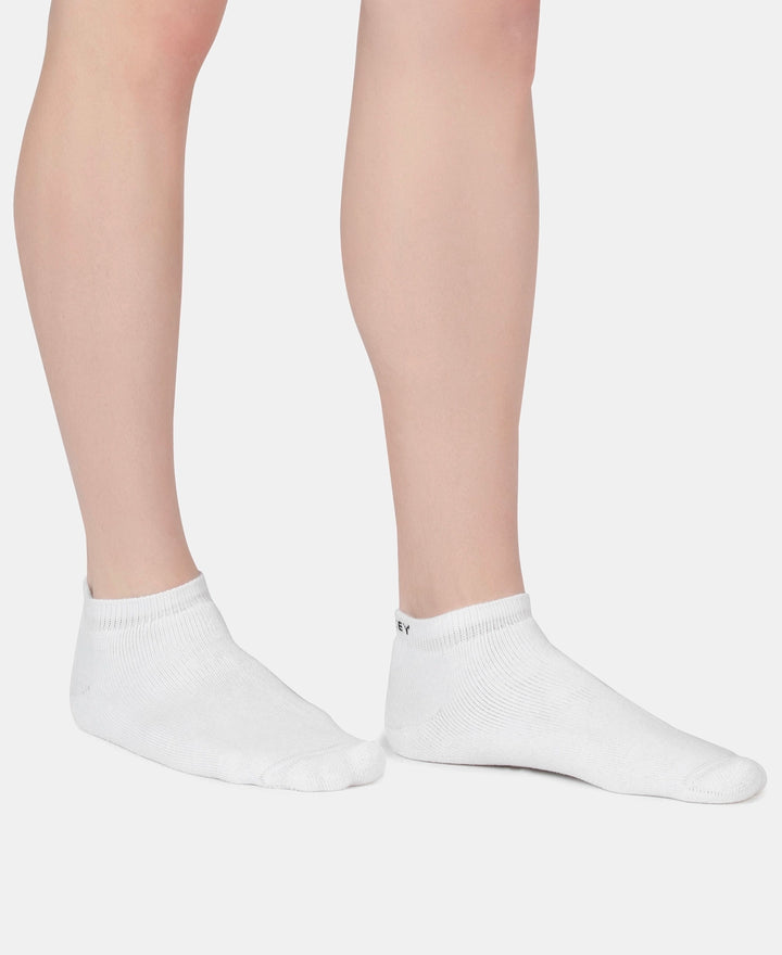 Compact Cotton Terry Low Show Socks with StayFresh Treatment - White (Pack of 3)