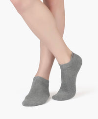 Compact Cotton Terry Low Show Socks with StayFresh Treatment - White, Mid Grey Melange & Stellar (Pack of 3)
