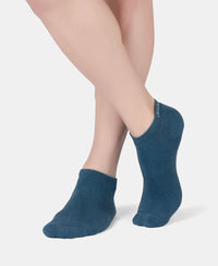 Compact Cotton Terry Low Show Socks with StayFresh Treatment - White, Mid Grey Melange & Stellar (Pack of 3)