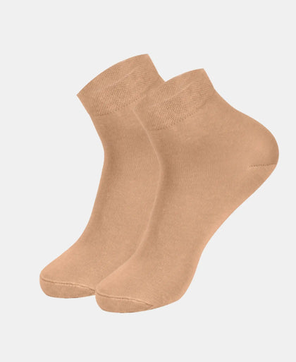 Compact Cotton Stretch Ankle Length Socks with StayFresh Treatment - Skin (Pack of 2)