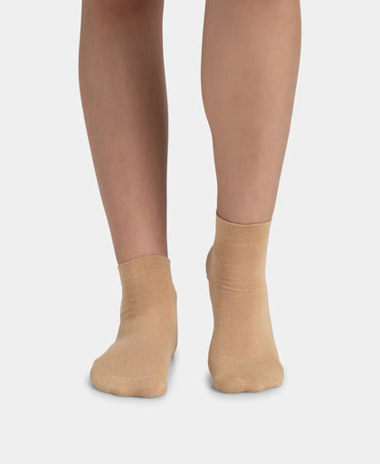 Compact Cotton Stretch Ankle Length Socks with StayFresh Treatment - Skin (Pack of 2)