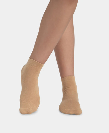 Compact Cotton Stretch Ankle Length Socks with StayFresh Treatment - Skin (Pack of 2)