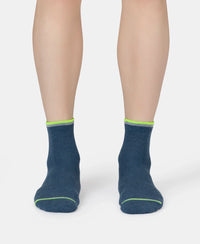 Compact Cotton Elastane Stretch Ankle Length Socks With StayFresh Treatment - Denim Melange (Pack of 2)