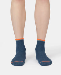 Compact Cotton Elastane Stretch Ankle Length Socks With StayFresh Treatment - Denim Melange (Pack of 2)