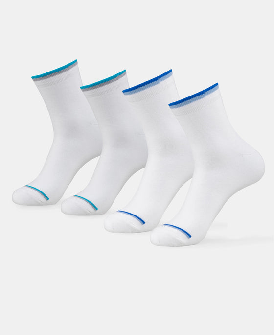 Compact Cotton Elastane Stretch Low Show Socks With StayFresh Treatment - New White (Pack of 2)
