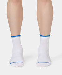 Compact Cotton Elastane Stretch Low Show Socks With StayFresh Treatment - New White (Pack of 2)