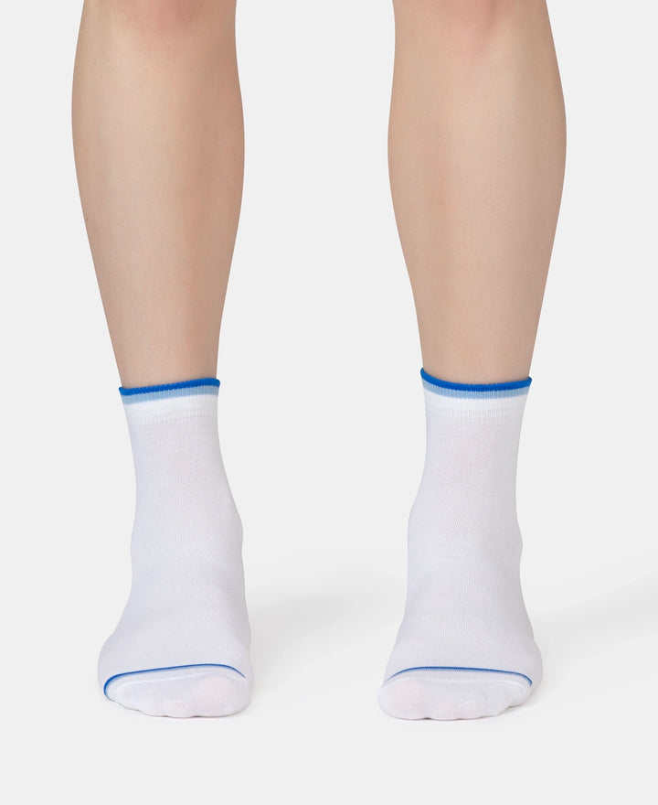 Compact Cotton Elastane Stretch Low Show Socks With StayFresh Treatment - New White (Pack of 2)