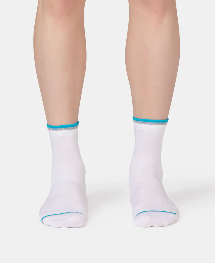Compact Cotton Elastane Stretch Low Show Socks With StayFresh Treatment - New White (Pack of 2)