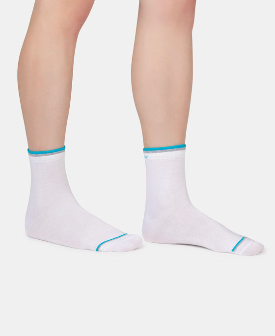 Compact Cotton Elastane Stretch Low Show Socks With StayFresh Treatment - New White (Pack of 2)