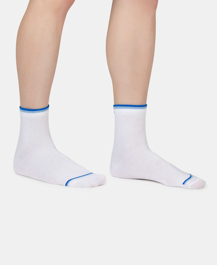 Compact Cotton Elastane Stretch Low Show Socks With StayFresh Treatment - New White (Pack of 2)