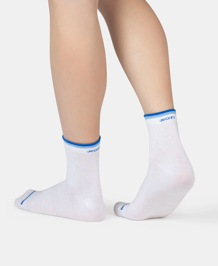 Compact Cotton Elastane Stretch Low Show Socks With StayFresh Treatment - New White (Pack of 2)